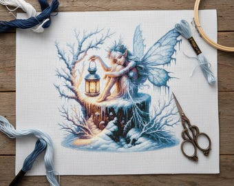 Kruissteekpatroon winterfee: digitale pdf