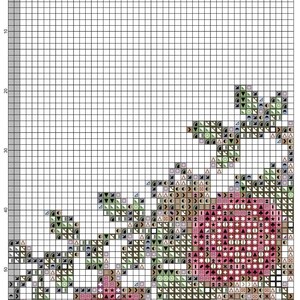 Potted Garden Gate Counted Cross Stitch Pattern, Floral Secret Garden Chart, Flowers and Birdhouse Embroidery, PDF Digital Download image 3