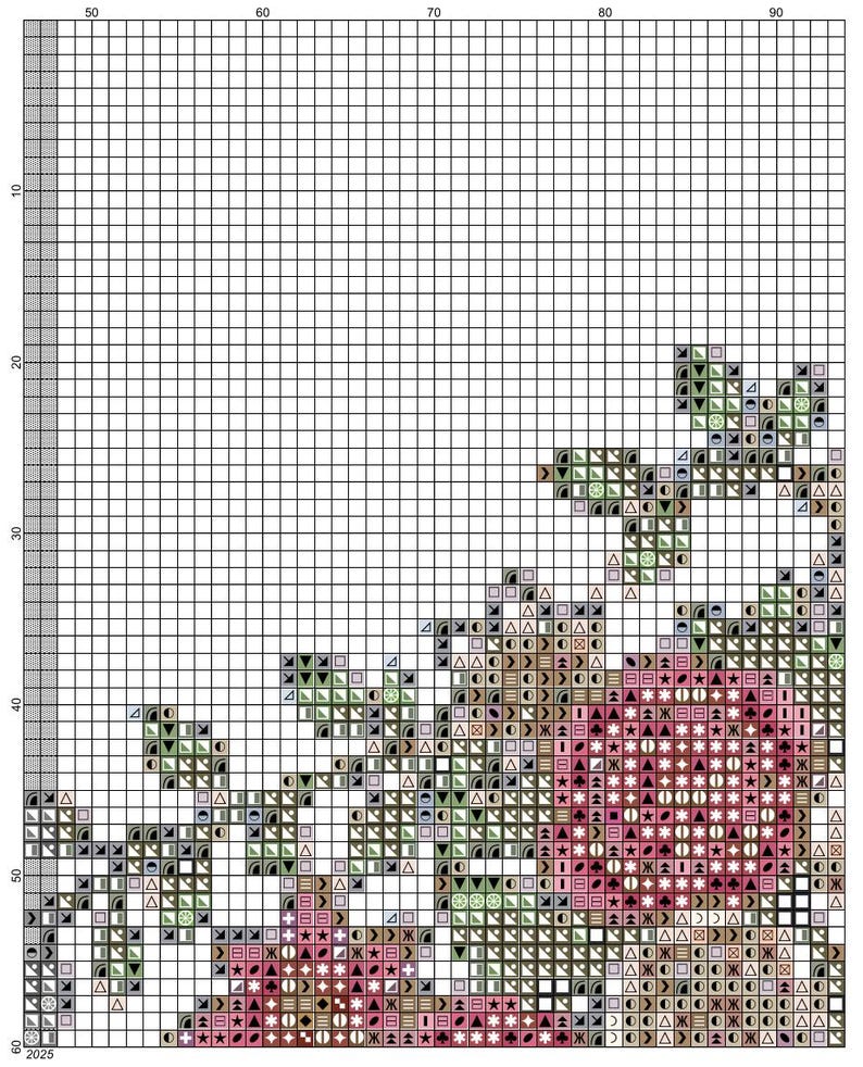 Potted Garden Gate Counted Cross Stitch Pattern, Floral Secret Garden Chart, Flowers and Birdhouse Embroidery, PDF Digital Download image 3