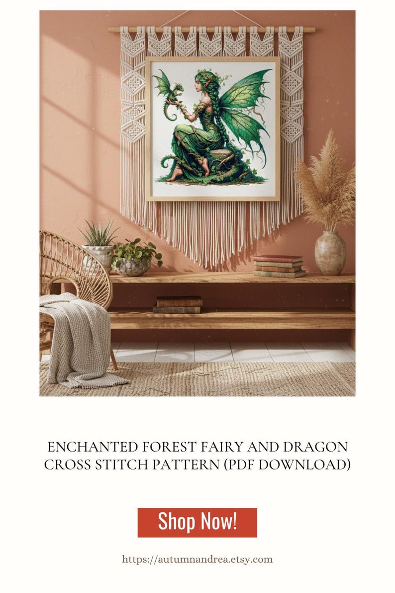 Enchanted Forest Fairy and Dragon Cross Stitch Pattern (PDF Download ...