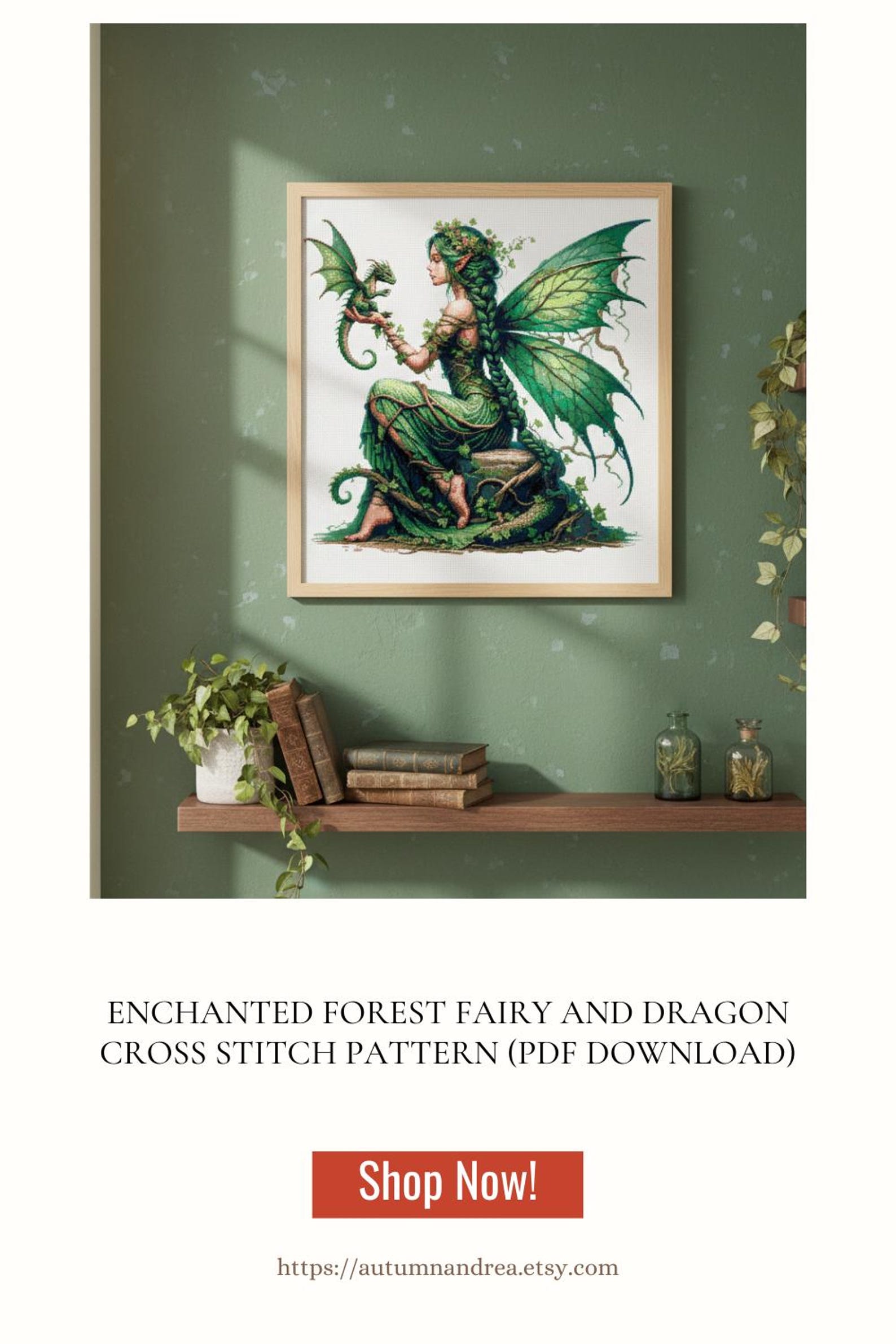 Enchanted Forest Fairy and Dragon Cross Stitch Pattern (PDF Download ...
