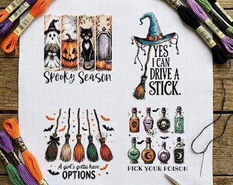 Value Pack Halloween Cross Stitch Pattern | Spooky Sampler Chart (PDF Pattern)