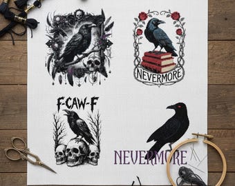 Gothic Crow & Raven Counted Cross Stitch Pattern Collection PDF Digital Download