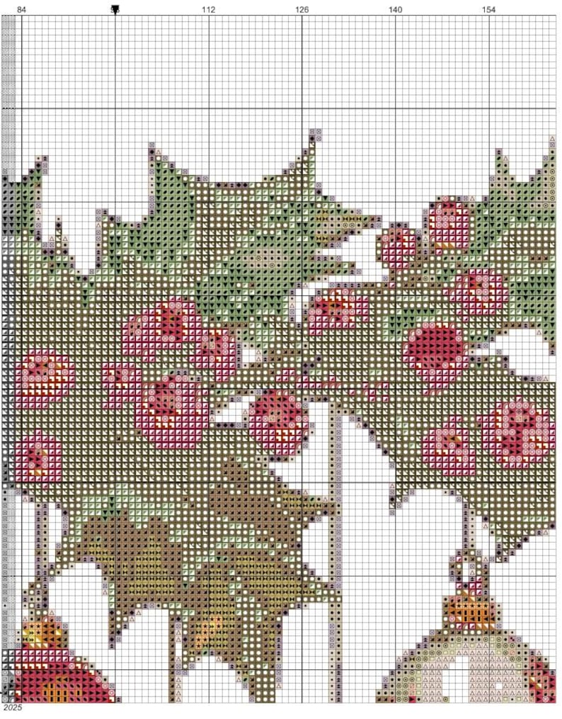 Holly and Ornaments Cross Stitch Pattern: Christmas Decor (digital PDF ...