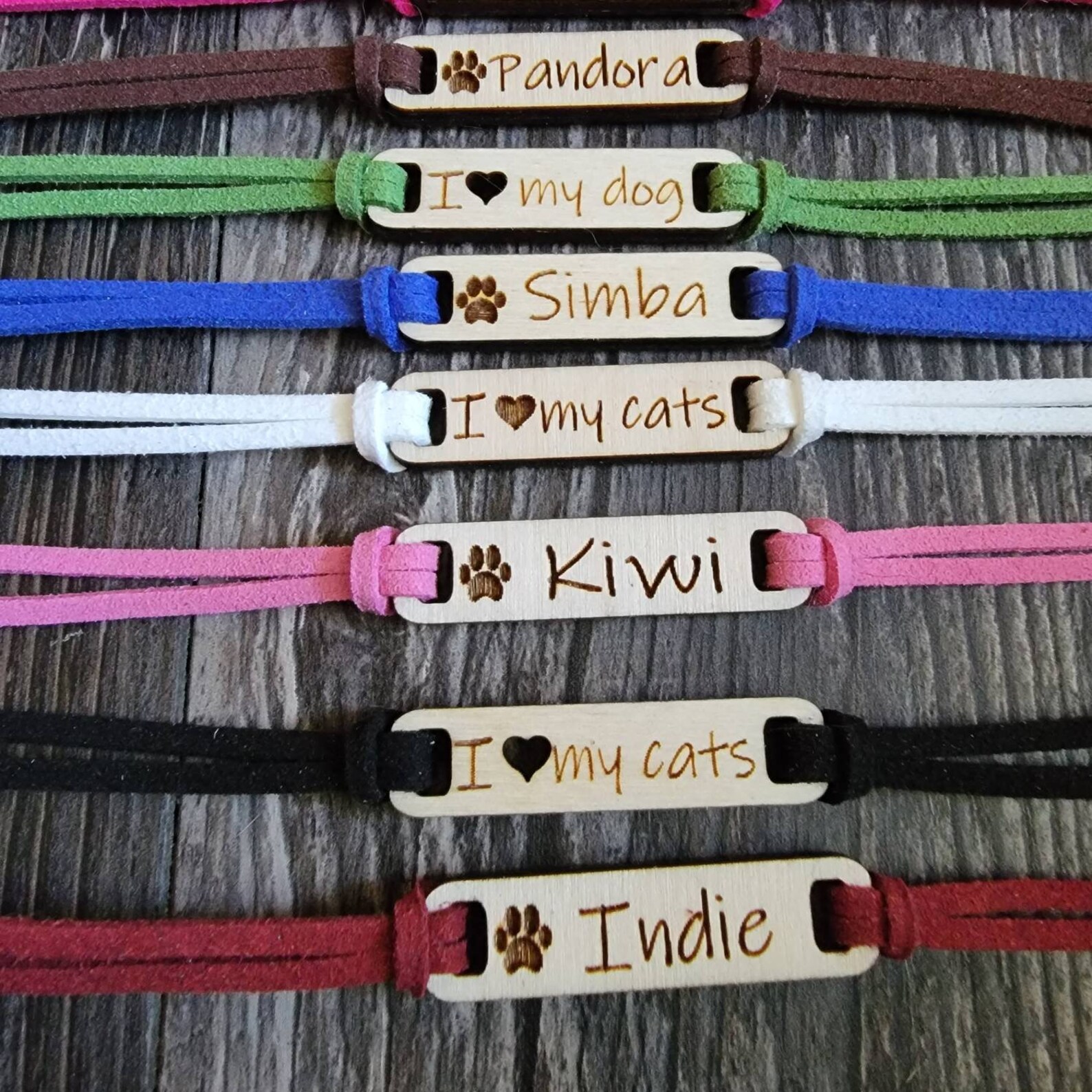 Personalized Pet Name Bracelet Custom Engraved Paw Print Etsy