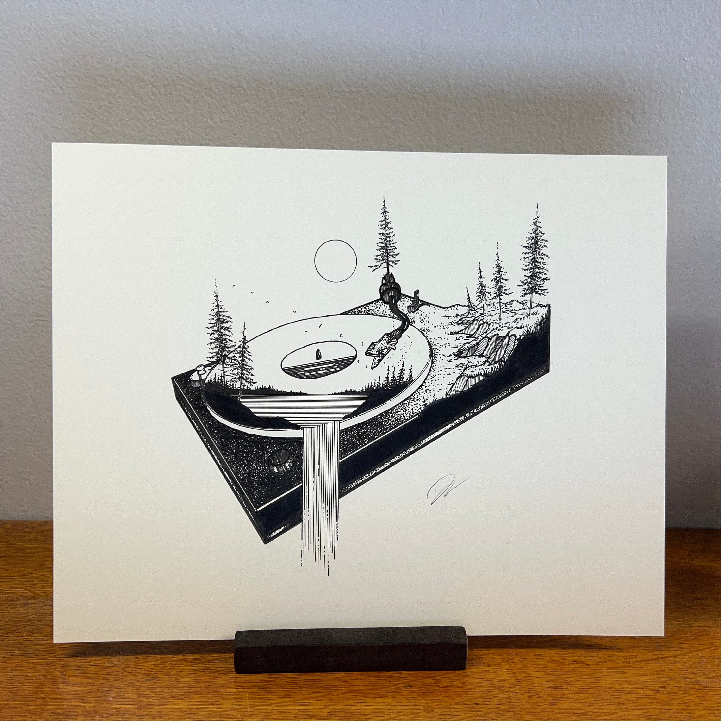 Pen and Ink Illustration - Turntable | Derek Myers: Drawing #1980 - Etsy