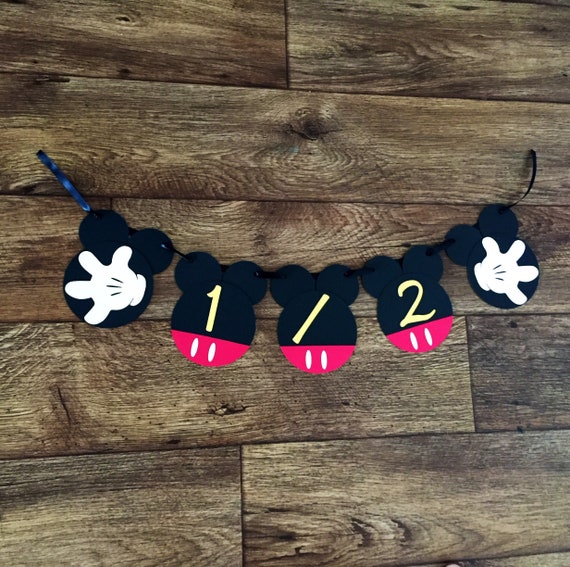 Mickey Mouse Inspired Birthday Party Banner, Mickey Half Birthday Banner, Mickey Mouse Party Supplies, Mickey Mouse Birthday Party Il_570xn