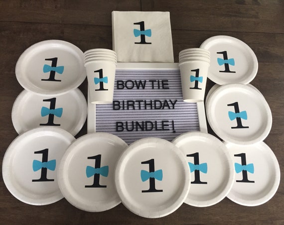 Bow Tie Birthday Party Plates, Bow Tie Baby Shower Plates, Boy Baby Shower, Little Man Birthday Party Supplies Il_570xn