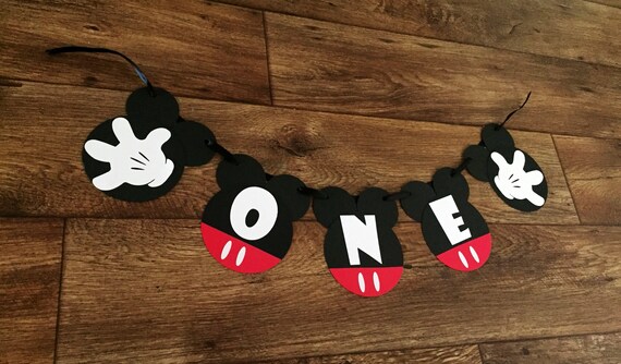 Mickey Mouse Birthday Banner, ONE Banner, Mickey Mouse Highchair Banner, Mickey Mouse Clubhouse Birthday Party Decoration, Custom Banner Il_570xn