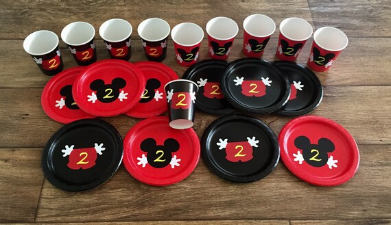 Personalized Mickey Mouse Inspired Birthday Party Plates & Cups, Mickey Mouse Cups, Mickey Mouse Clubhouse Supplies, Mickey Mouse Birthday T Il_570xn
