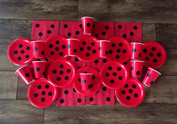 Ladybug Birthday Party Cups, Plates, Napkins Ladybug Baby Shower Cups and Plates, Ladybug Tableware, Ladybug Party Supplies (30 Piece Set) Il_570xn