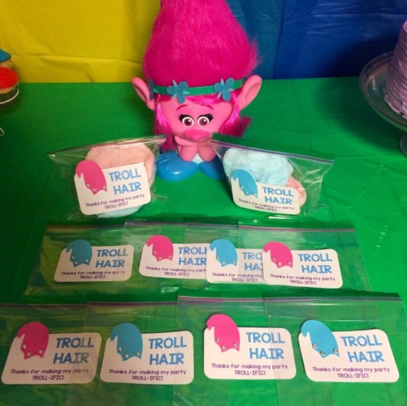 Troll Inspired Birthday Party Favor Bags, Troll Party Bags, Troll Hair Goody Bags, Troll Birthday Party Favor Bags, Troll Party Bags Il_570xn