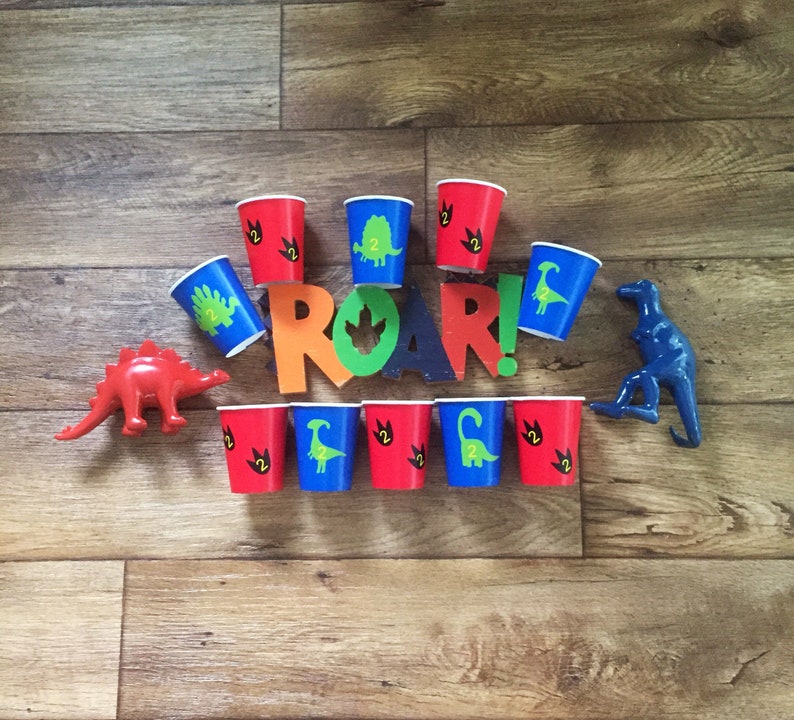Personalized Dinosaur Birthday Party Cups Dino Birthday Party Etsy
