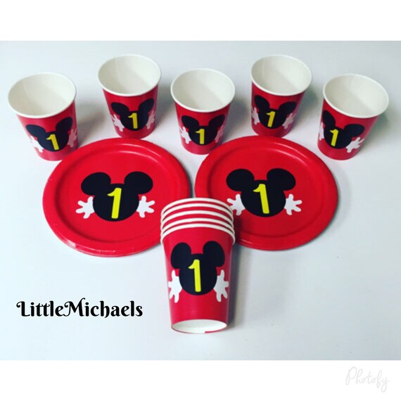 Mickey Mouse Birthday Party Cups and Plates, Mickey Mouse Baby Shower Cups and Plates, Mickey Mouse Clubhouse Tableware Il_570xn