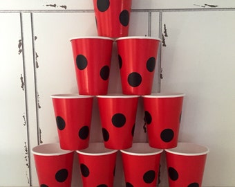 Personalized Ladybug Themed Party Cups With Straws and Lids - Etsy