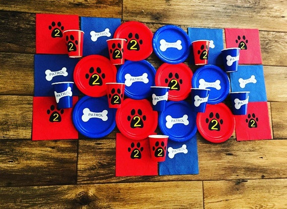 Personalized Paw Patrol Inspired Birthday Party Cups, Plates, Napkins, Paw Patrol Party Package, Dog Party Plates, Paw Patrol Tableware Il_570xn
