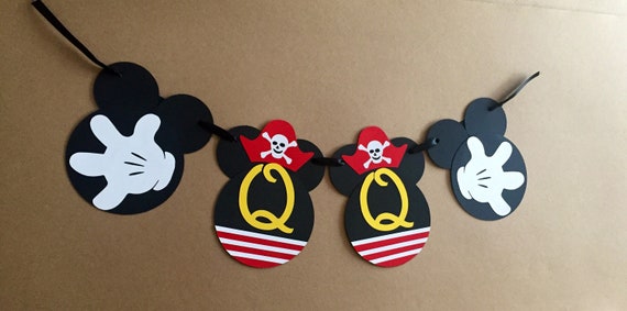 Personalized Pirate Mickey Mouse Birthday Party Banner Mickey