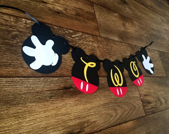 Mickey Mouse Inspired Birthday Party Banner, Mickey Second Birthday Banner, Mickey Mouse Party Supplies, Mickey Mouse Birthday Party Decorat Il_570xn