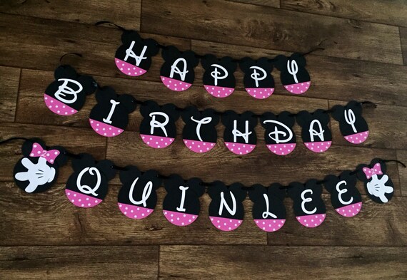 Personalized Minnie Birthday Party Banner, Minnie Birthday Banner, Minnie Mouse Birthday Party Supplies, Minnie Birthday Party Decorations Il_570xn