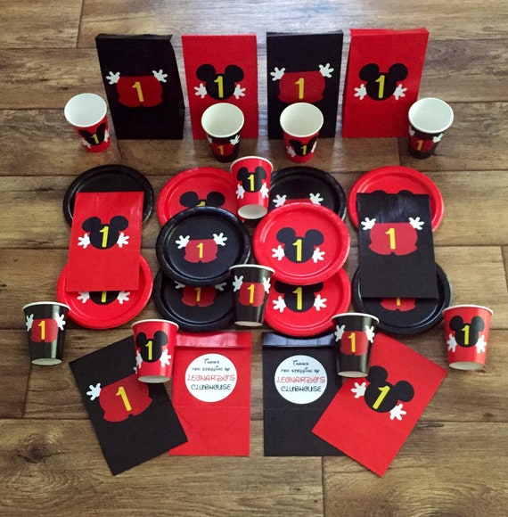 Personalized Mickey Mouse Inspired Birthday Party Package, Mickey Mouse Birthday, Mickey Mouse Cups, Plates, Favor Bags Il_570xn