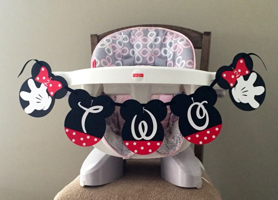 Minnie Mouse Inspired Birthday Party Banner, Minnie Second Birthday Banner, Minnie Mouse Party Supplies, Mickey Mouse Birthday Party Decorat Il_570xn