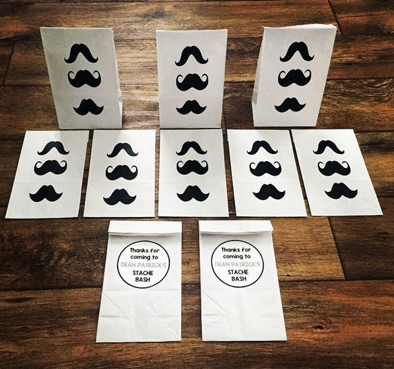 Personalized Mustache Birthday Party Treat Bags, Mustache Favor Bags, Mustache Goody Bags, Mustache Bags (Set of 10) Il_570xn