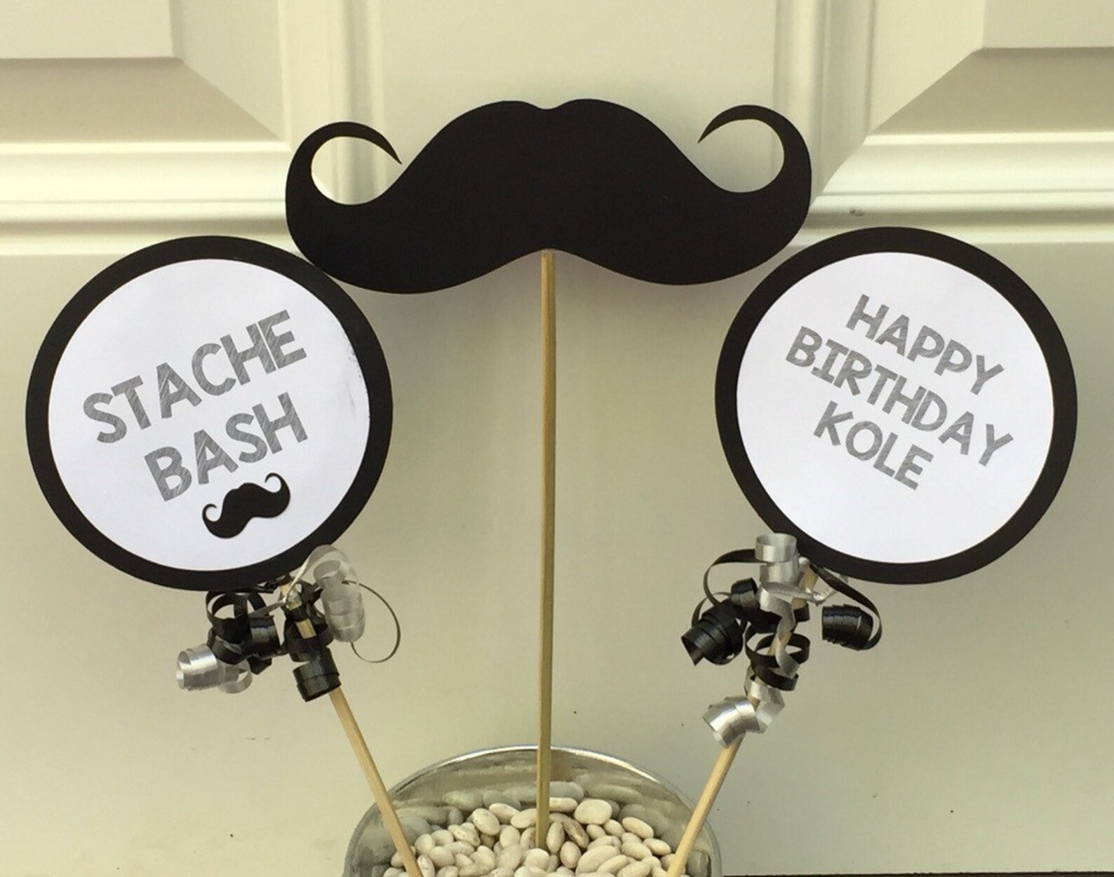 Personalized Mustache Birthday Party Centerpiece Mustache Etsy