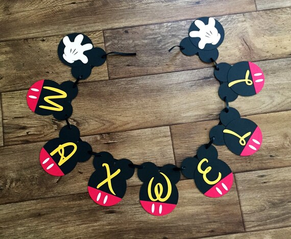 Personalized Mickey Mouse Inspired Birthday Party Banner,Mickey Mouse Party Supplies, Mickey Mouse Clubhouse Birthday Party Decoration Il_570xn