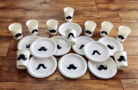 Mustache Birthday Party Cups and Plates, Mustache Baby Shower Cups and Plates, Mustache Tableware, Mustache Party Supplies, Little Man Party Il_570xn