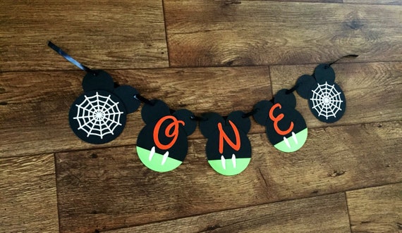 Halloween Mickey Mouse Inspired Birthday Banner, ONE Banner, Mickey Mouse Banner, Mickey Mouse Clubhouse Birthday Party Decoration, Custom Il_570xn