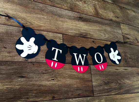 Mickey Mouse Birthday Party Banner Second Birthday Banner Mickey