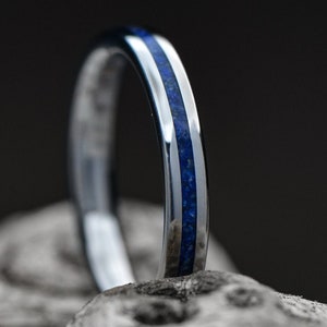The Anchor | FREE ENGRAVING | Titanium Ring With Lapis Lazuli | 3mm | Wedding Ring | Custom Made For You