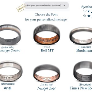 Available engraving fonts and examples on different materials