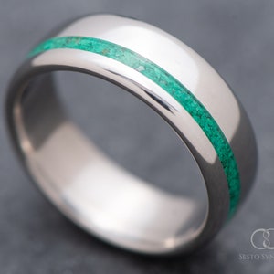 The Shift | FREE ENGRAVING | Titanium Ring with Green Malachite Inlay | 7mm | Wedding Ring | Custom Made For You