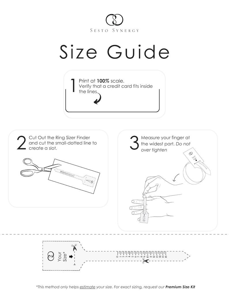 Estimate your size at home, print this size guide to the right size and then follow the instructions to get sized immediately!