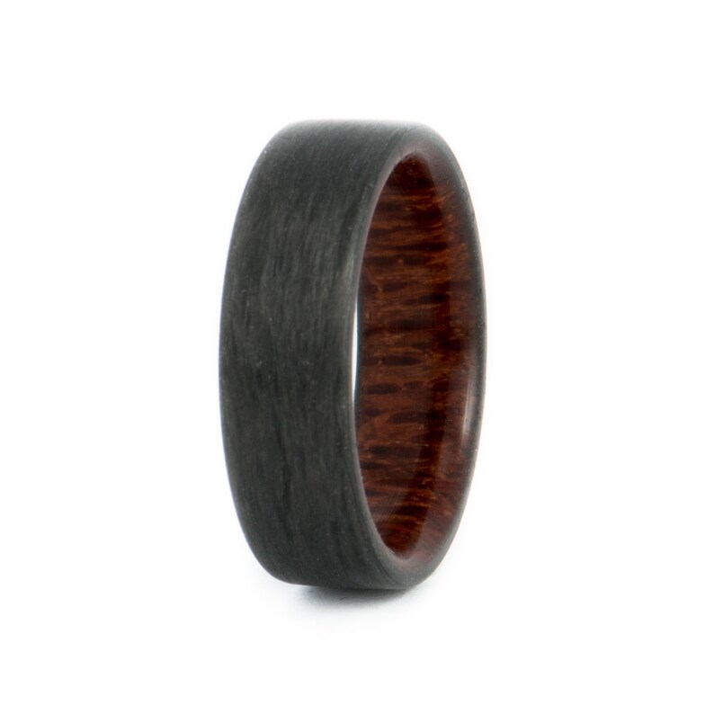 Carbon Fiber: Resin Coat 7 mm. Engagement Ring Wedding Ring Custom Made Ring Leopard Wood Ring