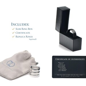 Packaging Included in this order. A slim ring box, certificate of authenticity and optional replica rings if opted in.