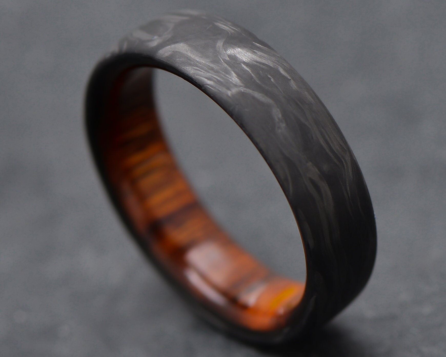 Forged Carbon Fiber Ring With Desert Ironwood Wood Inner Etsy UK