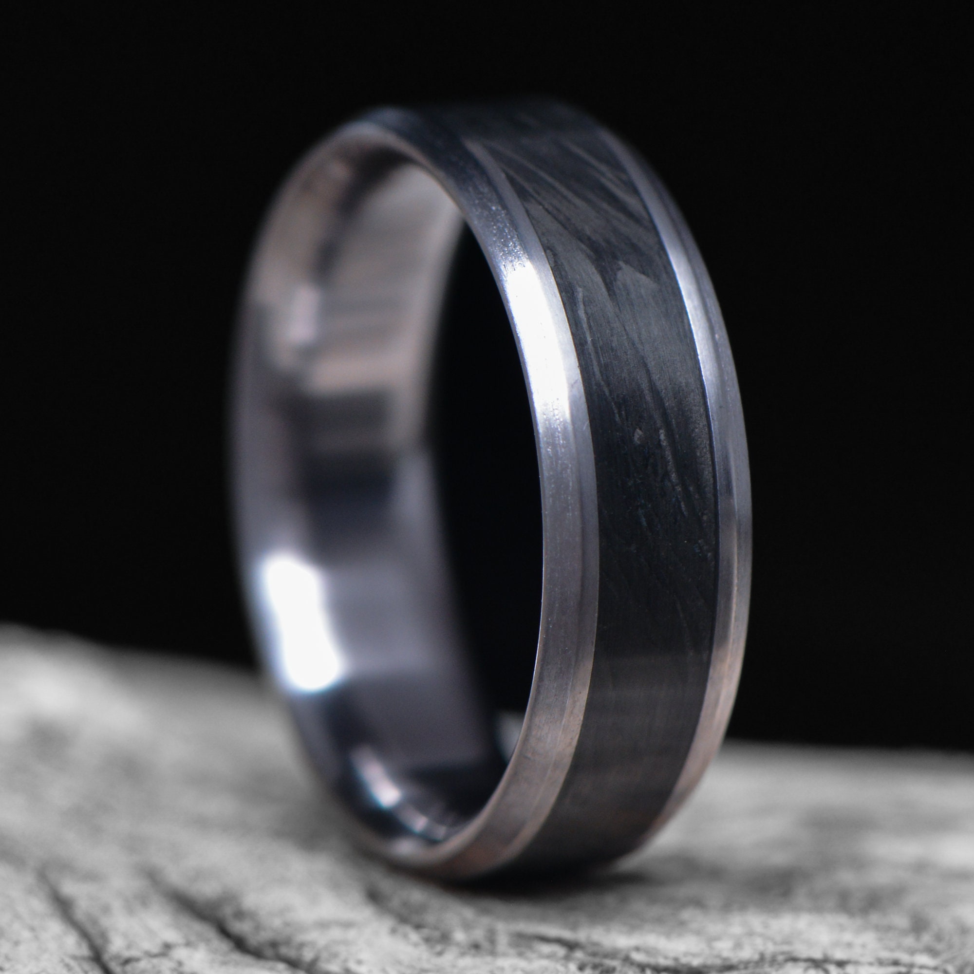 Men's Tungsten Carbide Ring - 8mm Gold Carbon Fiber Inlay Wedding Band, Hypoallergenic & Durable - View #10
