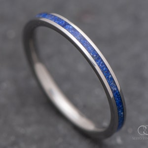 The Anchor | FREE ENGRAVING | Titanium Ring with Blue Lapis Lazuli Inlay | 2mm | Wedding Ring | Custom Made For You