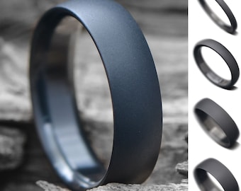 Black Zirconium Ring Classic look | FREE ENGRAVING | Domed Profile | Men's Wedding Band | Unique Wedding Ring | 2-4-6-8mm Band