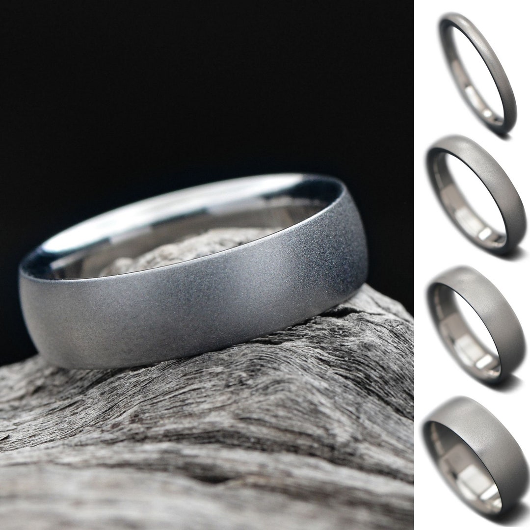 Titanium Ring | FREE ENGRAVING | Modern Wedding Band | Domed