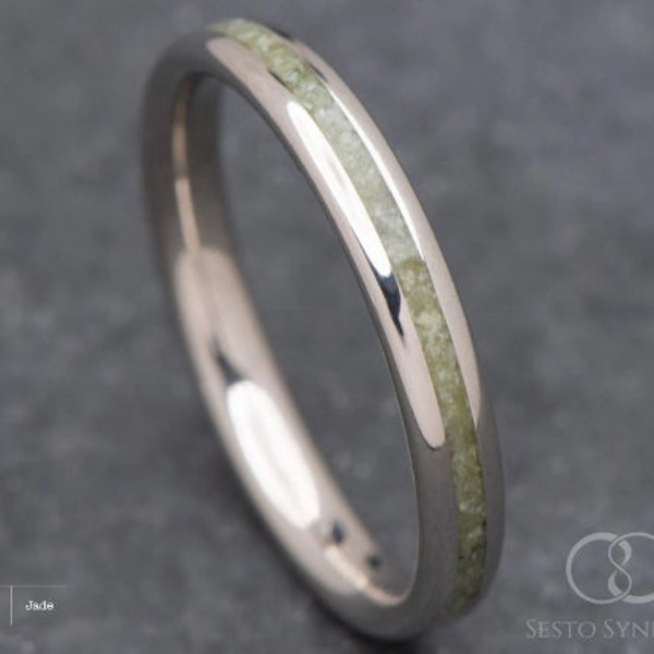 The Anchor | FREE ENGRAVING | Titanium Ring with Jade Inlay | 3mm | Wedding Ring | Custom Made For You