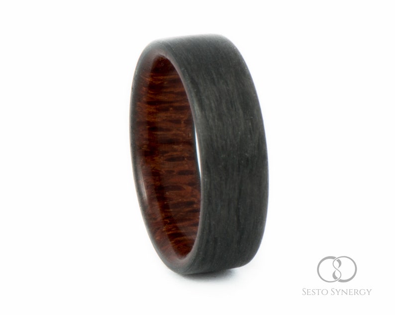 Carbon Fiber: Resin Coat 7 mm. Engagement Ring Wedding Ring Custom Made Ring Leopard Wood Ring