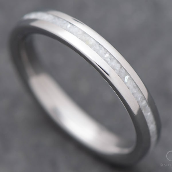 The Anchor | FREE ENGRAVING | Titanium Ring with Mother of Pearl Inlay | 3mm | Wedding Ring | Custom Made For You