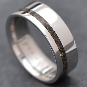The Shift | Titanium Ring with Crushed T-Rex Bone Inlay | 5mm | Wedding Ring | Custom Made For You