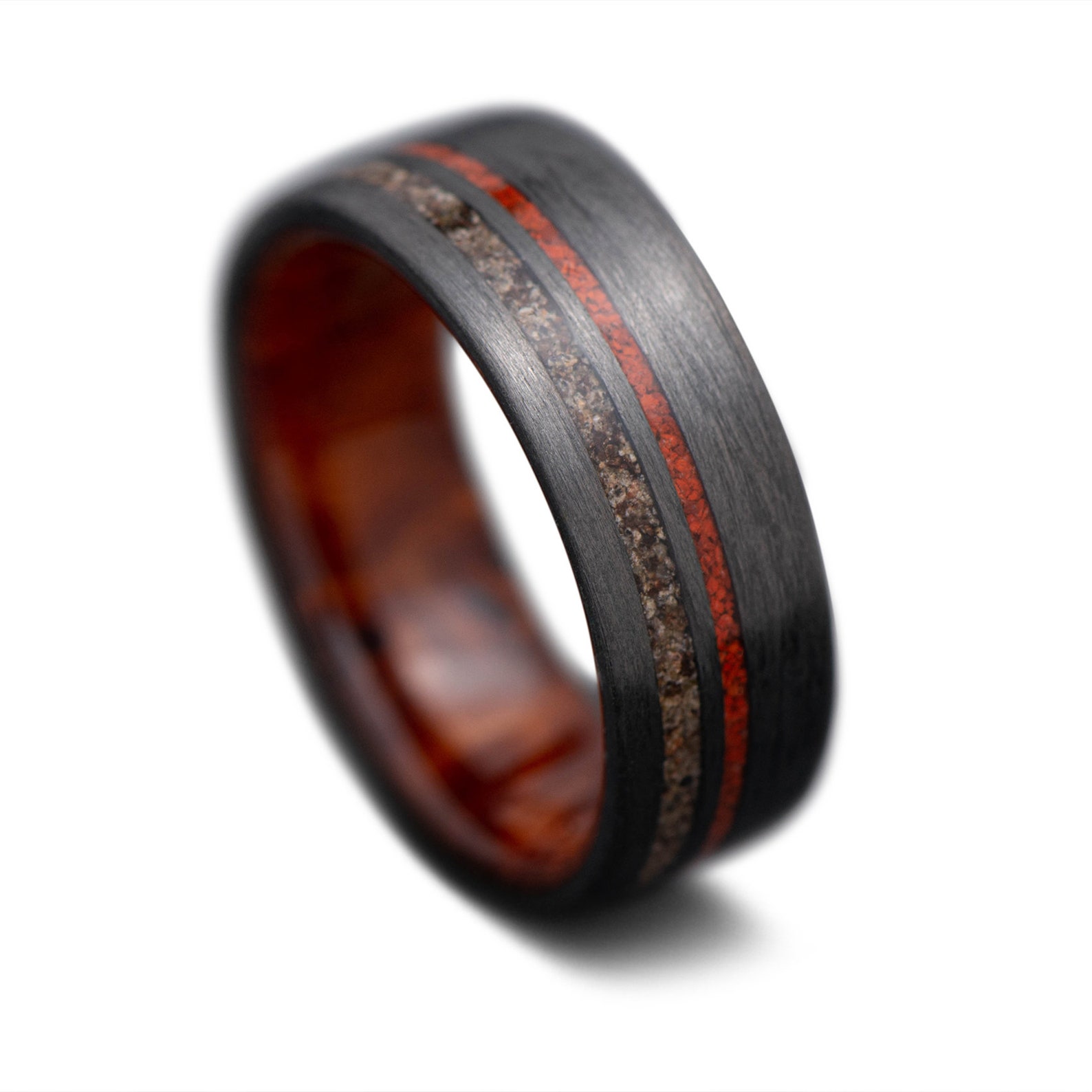 The Innovator | FREE ENGRAVING | Carbon Fiber Ring With Crushed T-rex ...