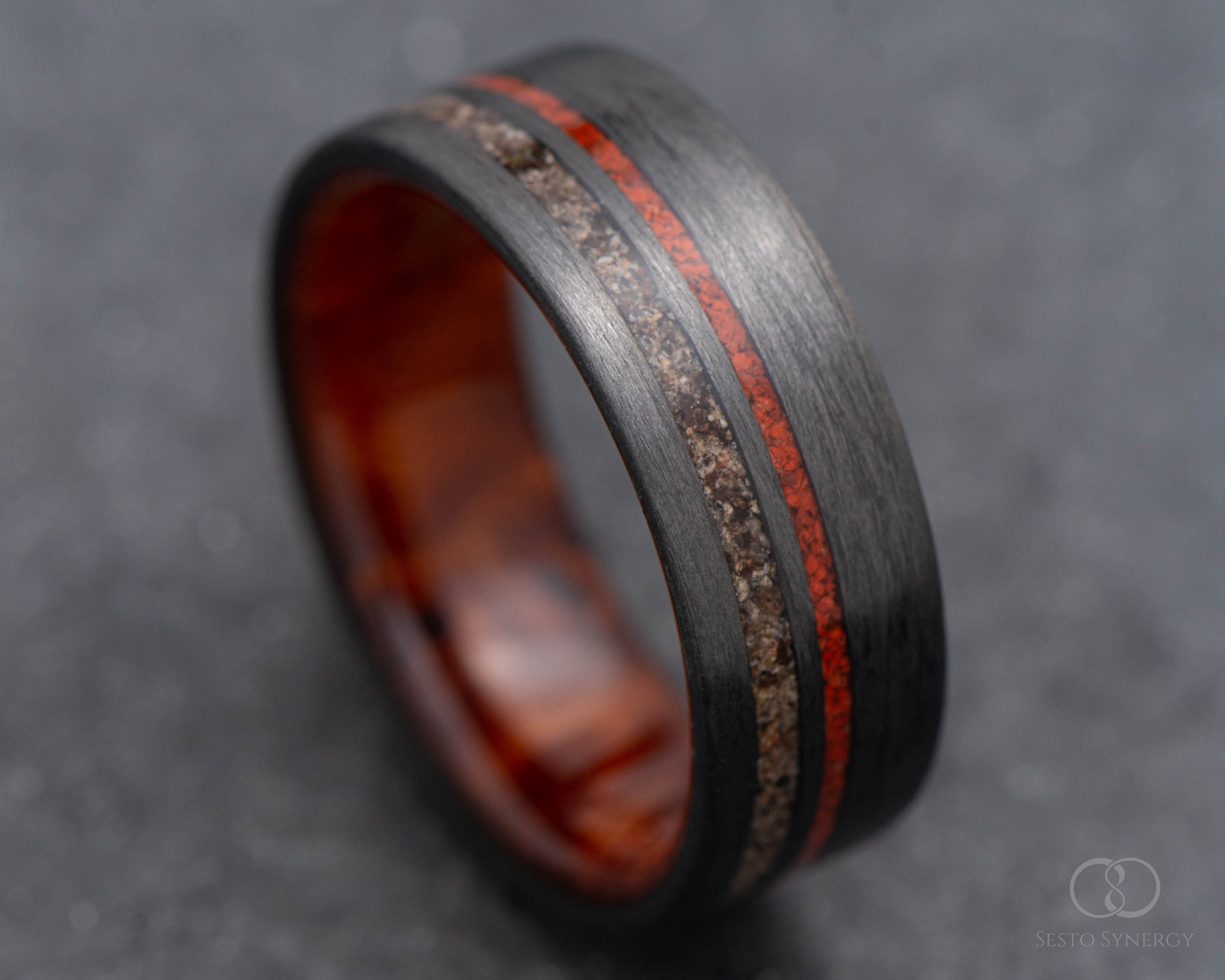 The Innovator | FREE ENGRAVING | Carbon Fiber Ring With Crushed T-rex ...