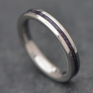 The Anchor | FREE ENGRAVING | Titanium Ring with Amethyst Inlay | 3mm | Wedding Ring | Custom Made For You