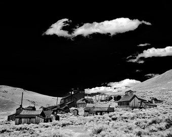 Deserted Factory, Black & White, Infrared, Bodie, Ghost Town, Old West, Gallery Wrap, Old Church